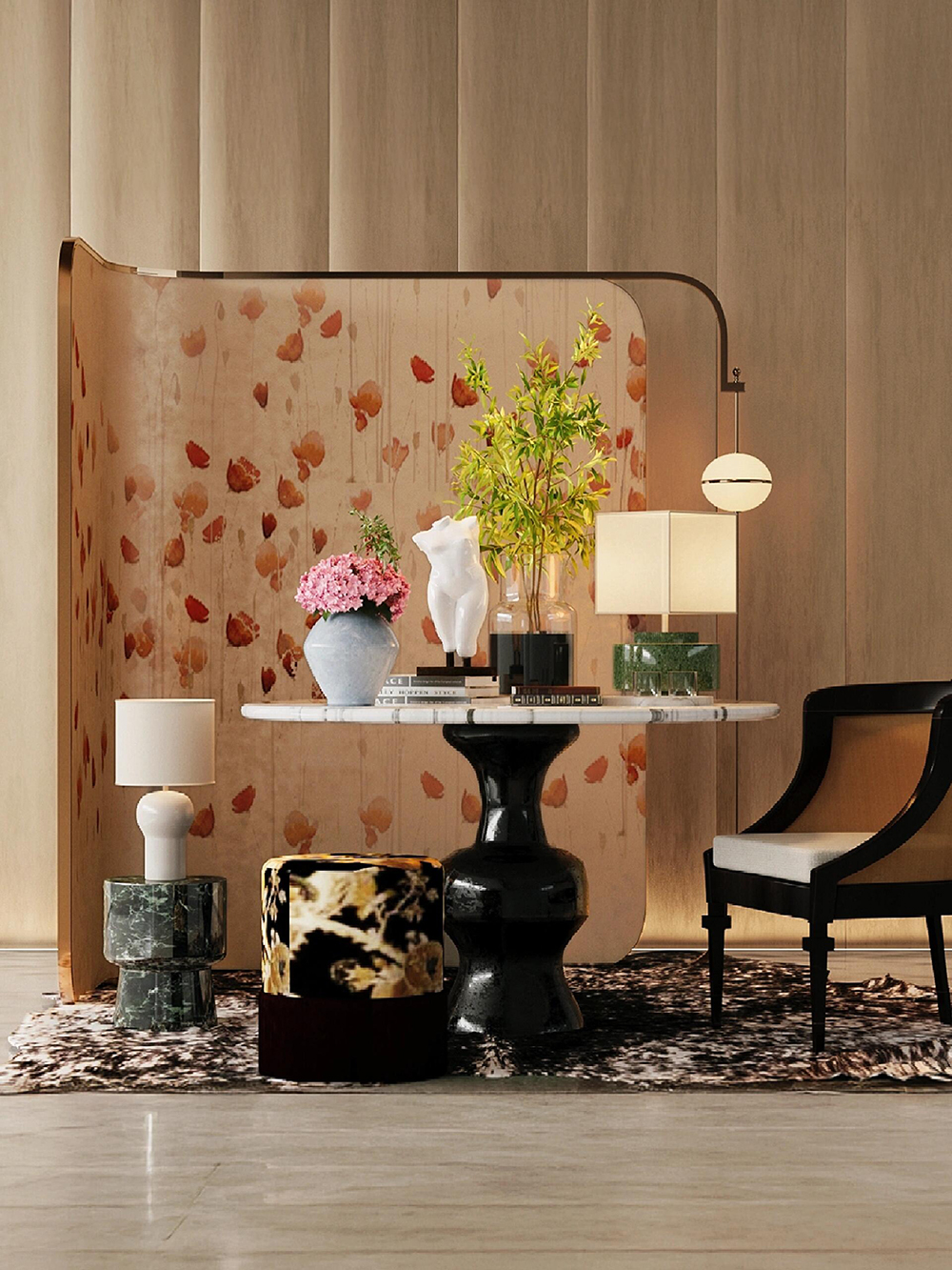 Sculpture with floor lamp -New Art Creation sharing by YLEU Bepsoke Lamp Manufacturer-11